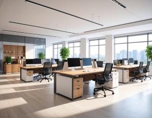 おしゃれでキレイなオフィスパソコンと椅子